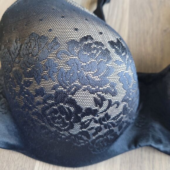 Soma 36DD Stunning Support Balconette Black  Floral Polka Dot Bra Underwire - Picture 2 of 6